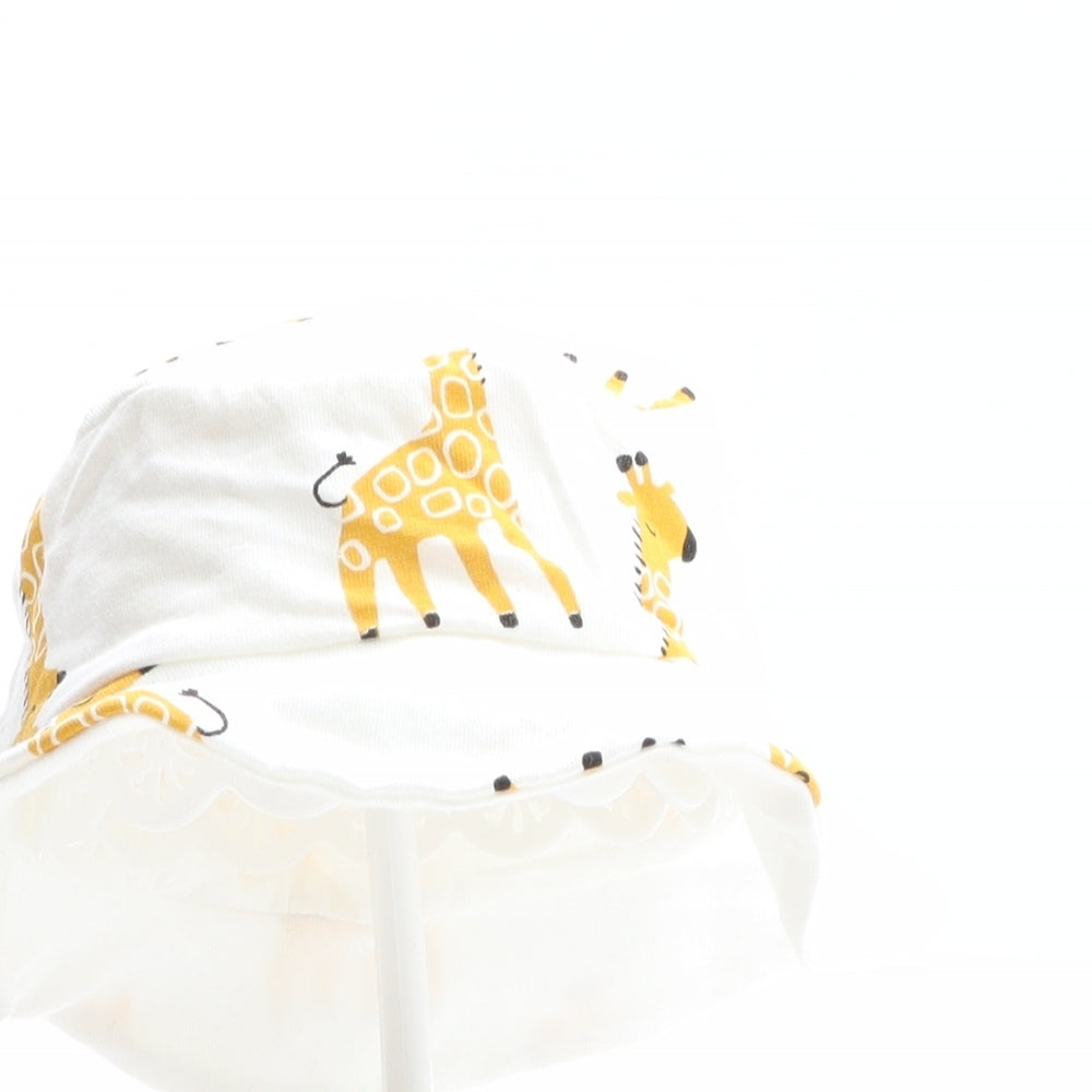 F&F Girls White Geometric 100% Cotton Bucket Hat One Size - Giraffe Pattern