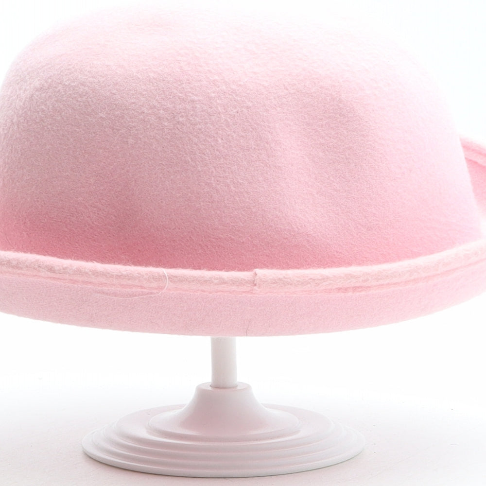 Preworn Womens Pink 100% Wool Bowler Hat One Size