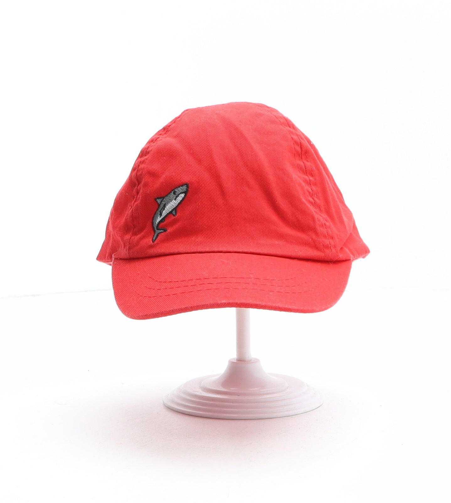 George Boys Red 100% Cotton Baseball Cap One Size - Shark Detail