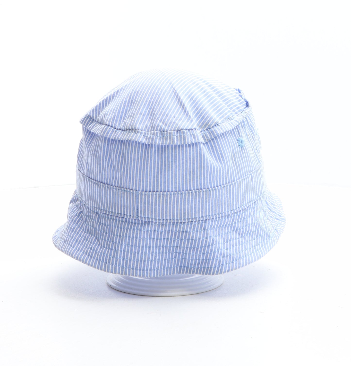 Preworn Boys Blue Striped 100% Cotton Bucket Hat - Whale detail, Boat detail