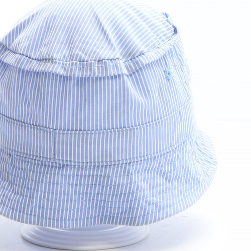 Preworn Boys Blue Striped 100% Cotton Bucket Hat - Whale detail, Boat detail