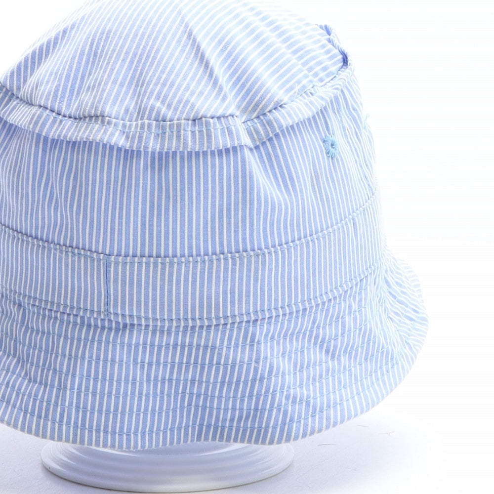 Preworn Boys Blue Striped 100% Cotton Bucket Hat - Whale detail, Boat detail
