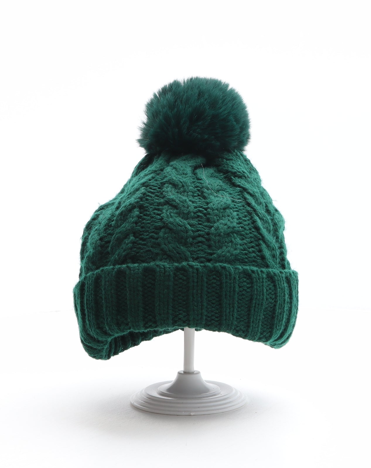 Preworn Womens Green Acrylic Bobble Hat One Size