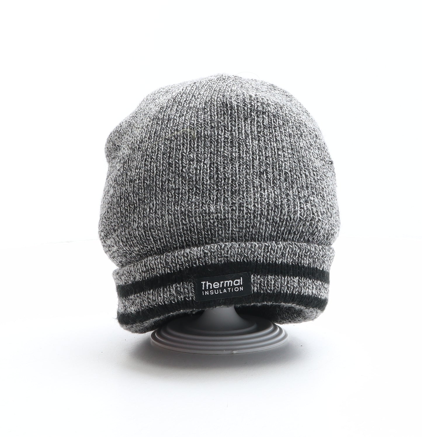 Pep&Co Mens Grey Striped Acrylic Beanie One Size