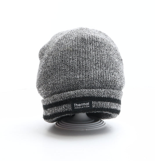 Pep&Co Mens Grey Striped Acrylic Beanie One Size