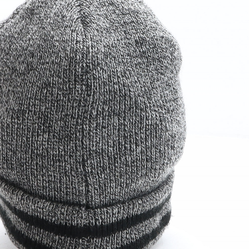 Pep&Co Mens Grey Striped Acrylic Beanie One Size