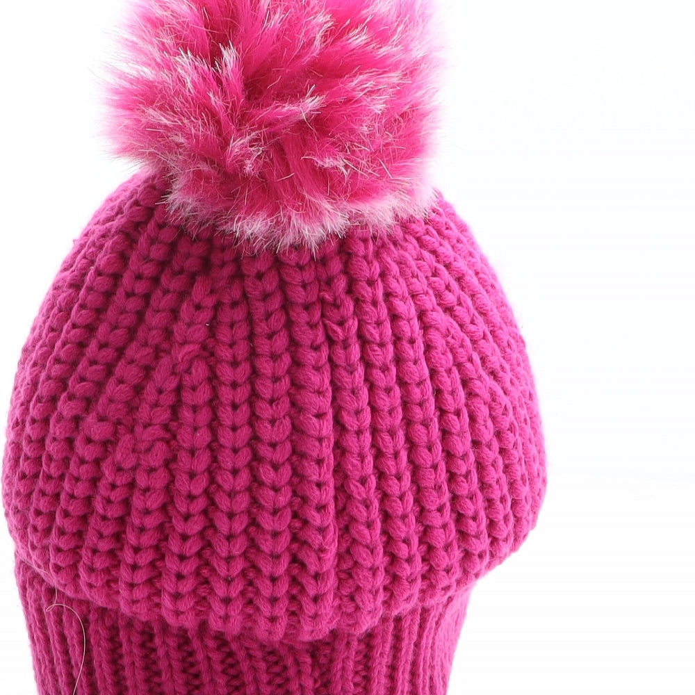 Marks and Spencer Womens Pink Acrylic Bobble Hat One Size