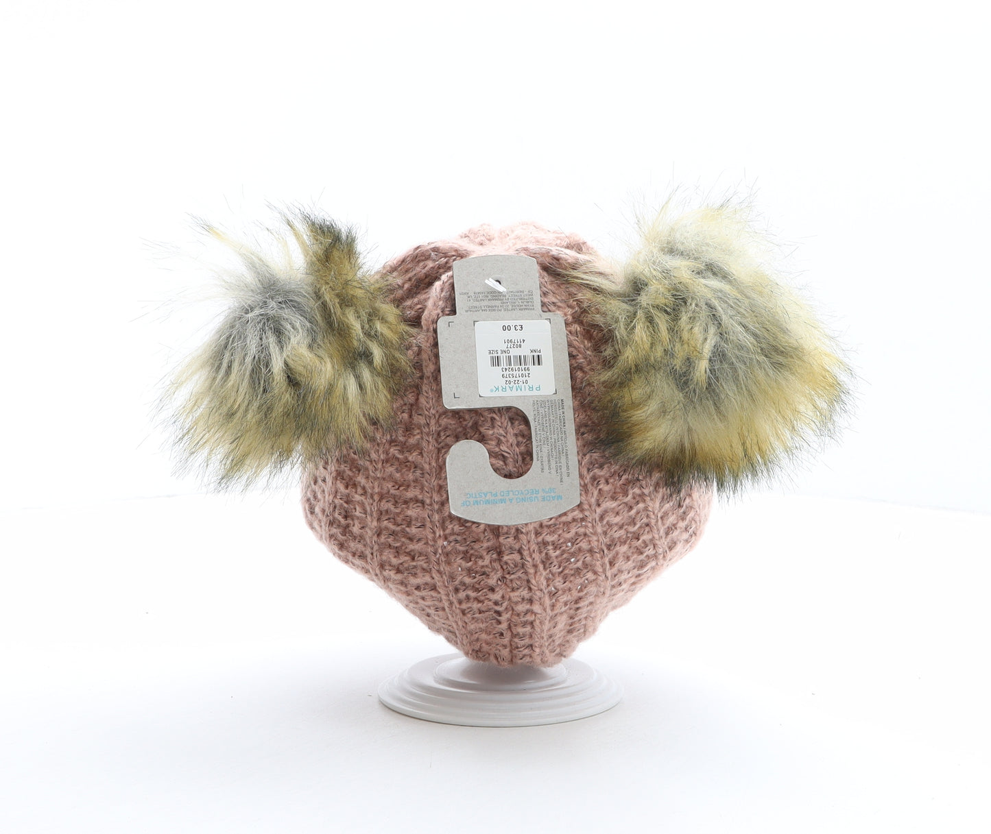 Primark Womens Pink Polyester Bobble Hat One Size