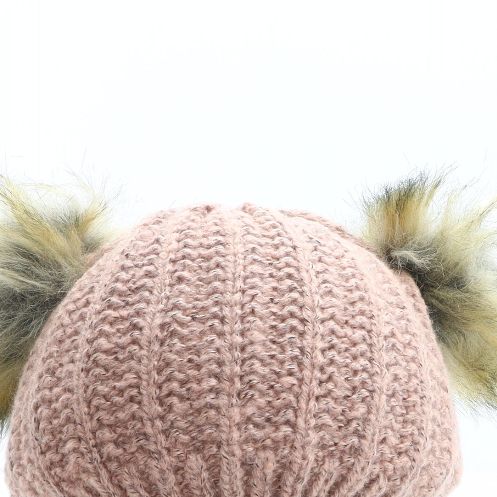 Primark Womens Pink Polyester Bobble Hat One Size