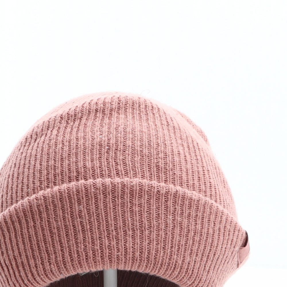 F&F Womens Pink Polyester Beanie One Size - Star Detail