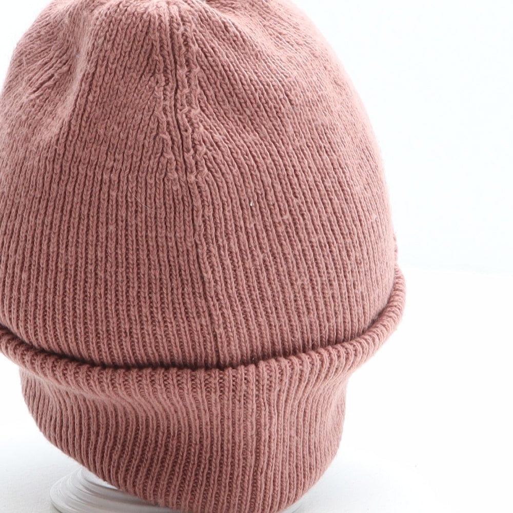 F&F Womens Pink Polyester Beanie One Size - Star Detail
