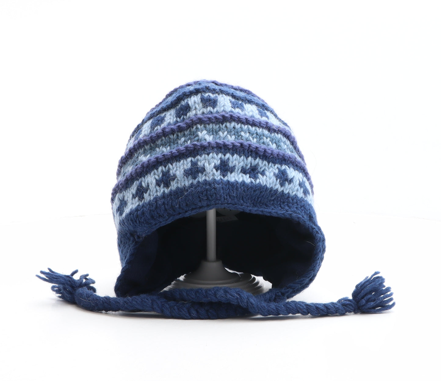 Preworn Mens Blue Fair Isle Wool Beanie One Size