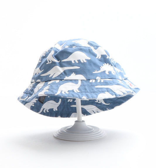 NEXT Boys Blue Geometric 100% Cotton Bucket Hat One Size - Star Detail, Dinosaur Pattern
