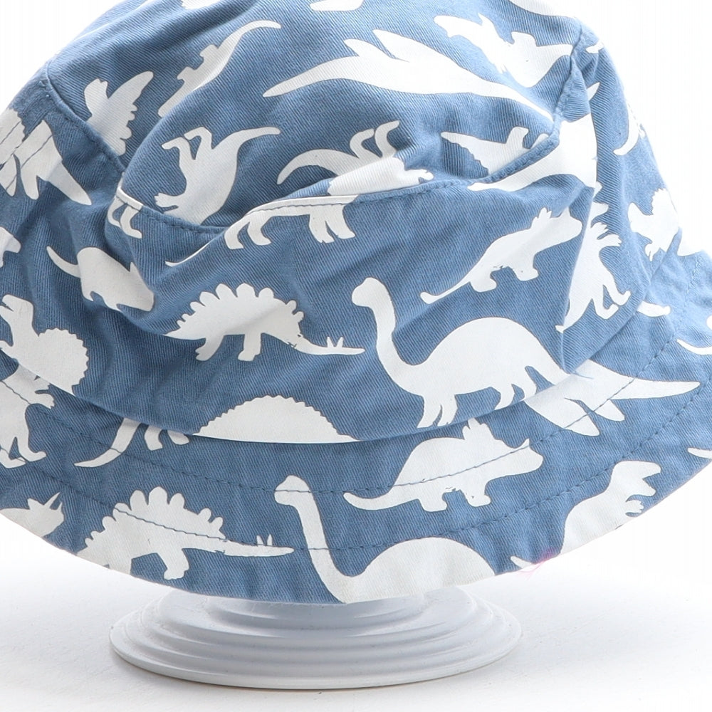 NEXT Boys Blue Geometric 100% Cotton Bucket Hat One Size - Star Detail, Dinosaur Pattern