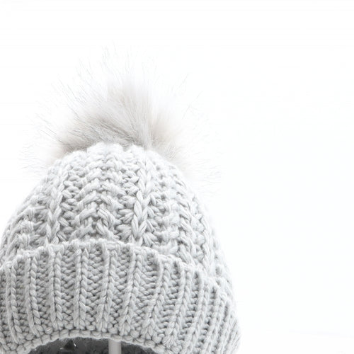 Jeff&Co Womens Grey Acrylic Bobble Hat One Size