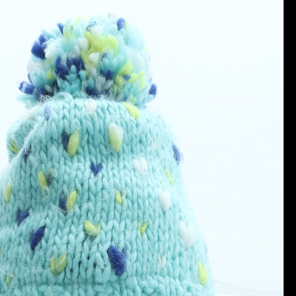 ROXY Womens Blue Geometric Acrylic Bobble Hat One Size