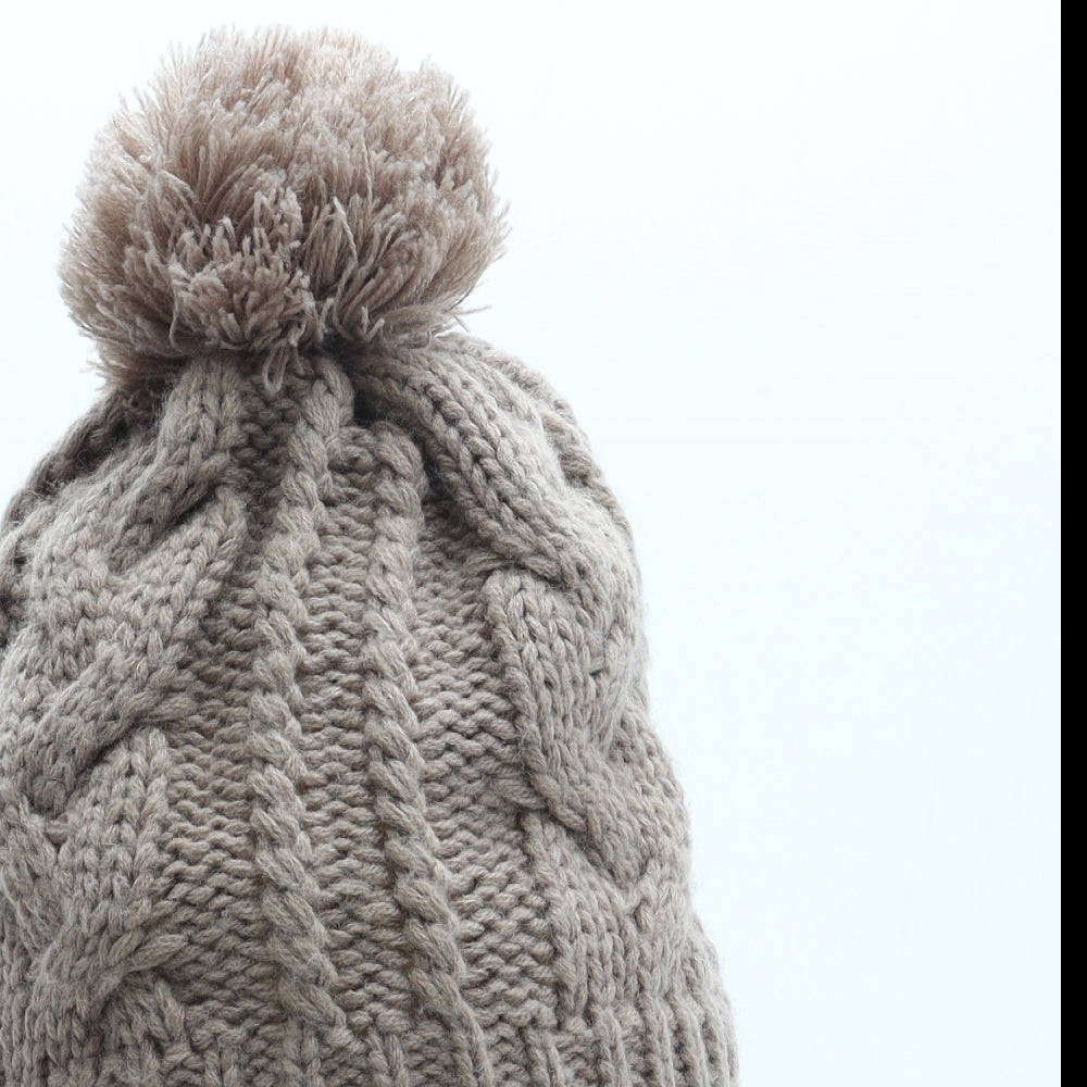 Winter Collections Womens Brown Acrylic Bobble Hat One Size