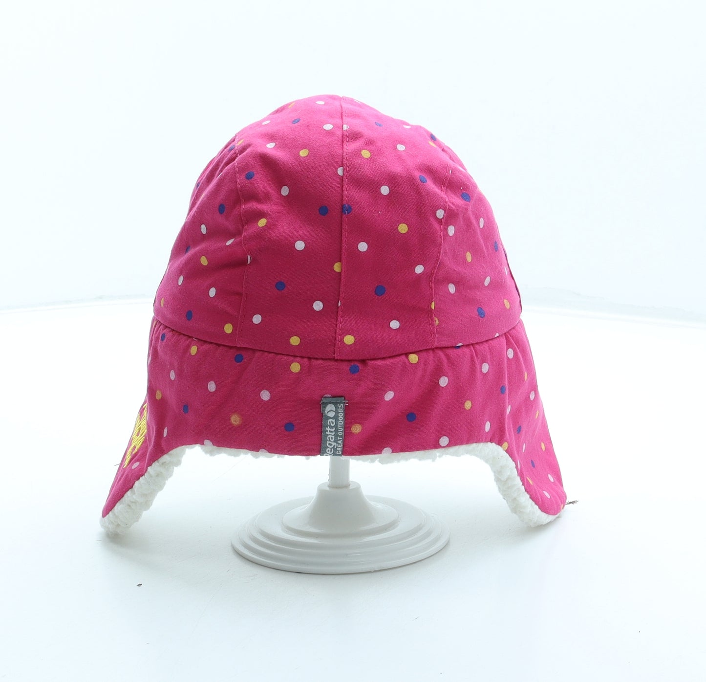 Regatta Girls Pink Polka Dot Polyester Bonnet Size S