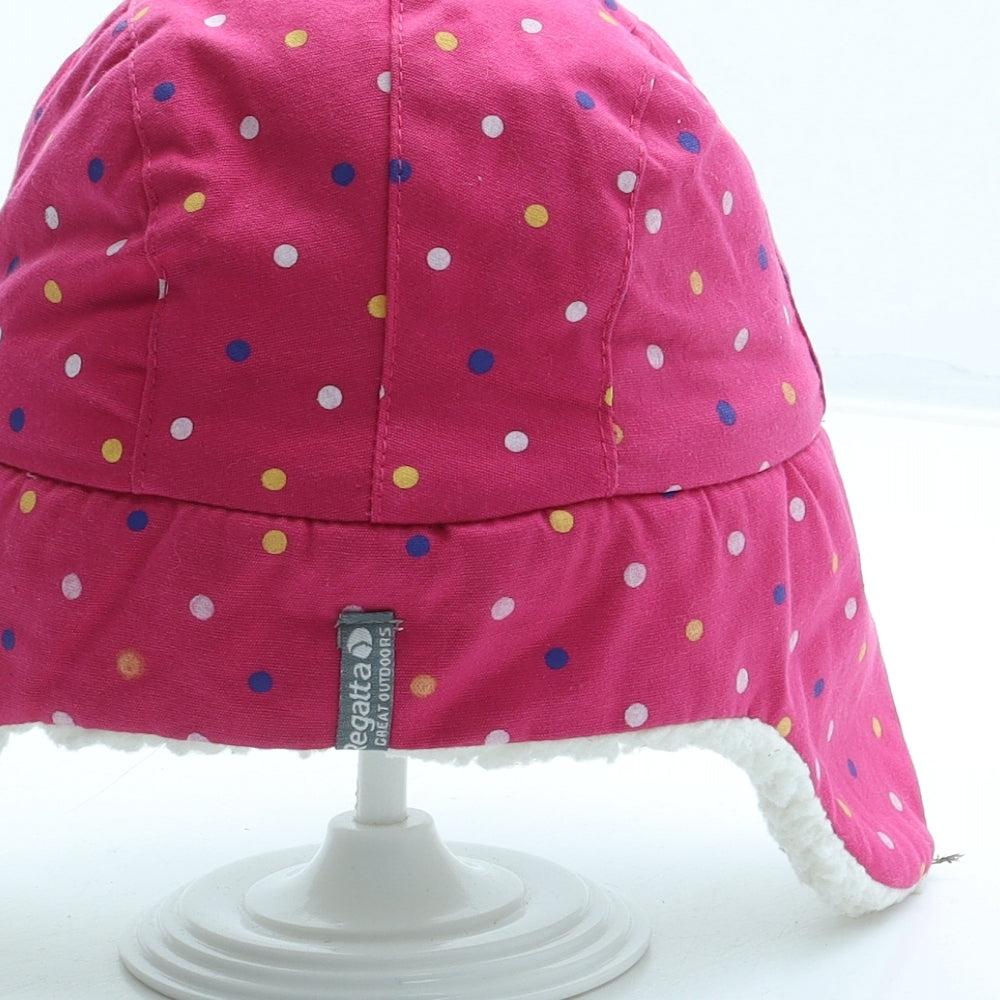 Regatta Girls Pink Polka Dot Polyester Bonnet Size S