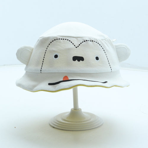 F&F Boys White 100% Cotton Bucket Hat Size S - Monkey Ears
