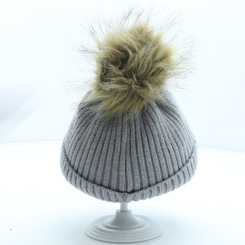 NEXT Womens Grey Acrylic Bobble Hat Size S