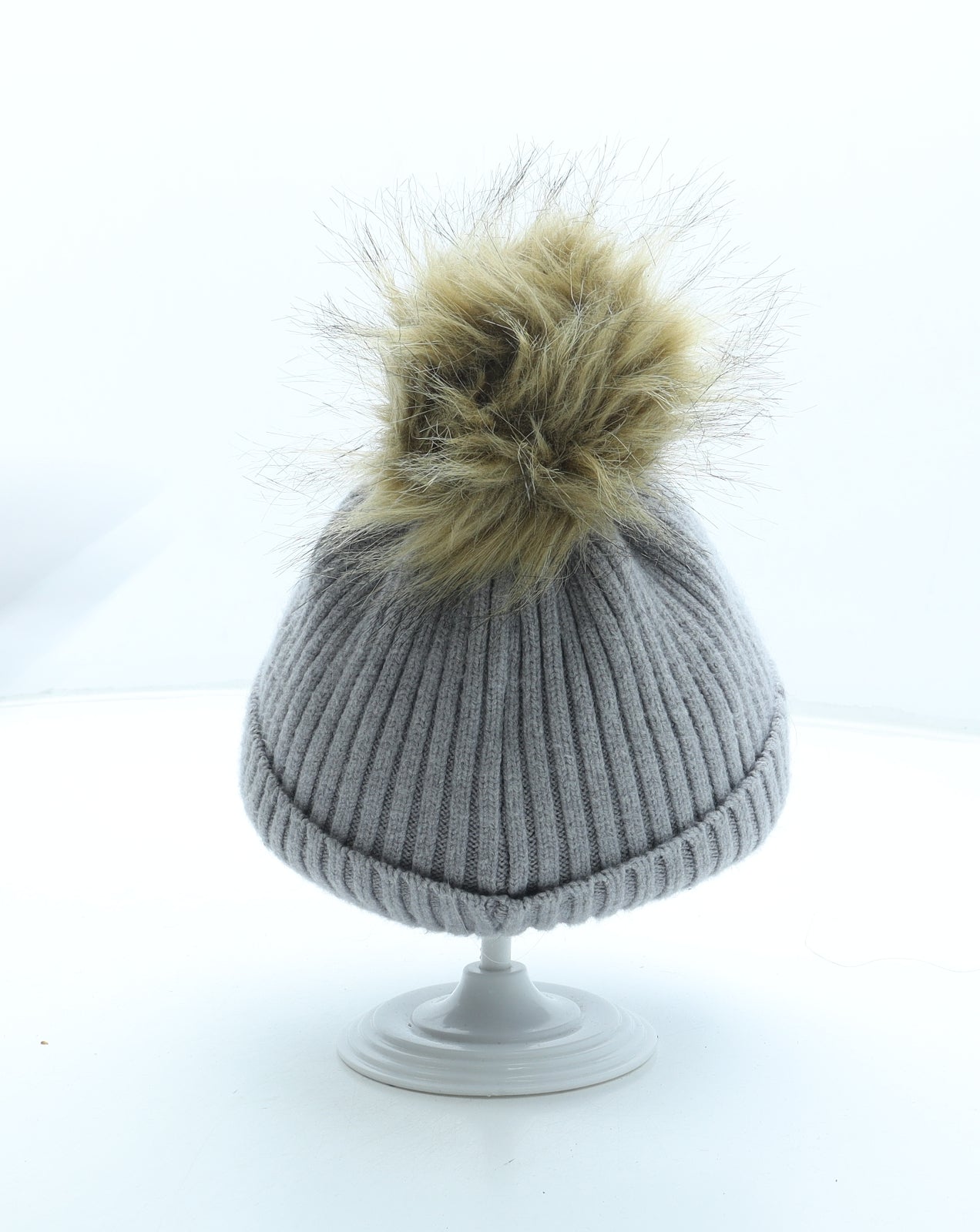 NEXT Womens Grey Acrylic Bobble Hat Size S