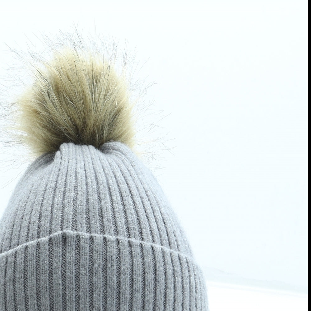NEXT Womens Grey Acrylic Bobble Hat Size S