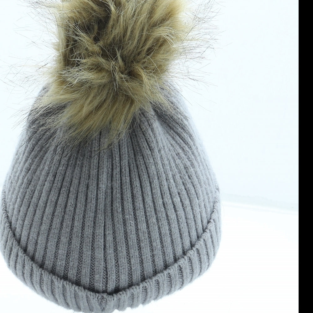 NEXT Womens Grey Acrylic Bobble Hat Size S