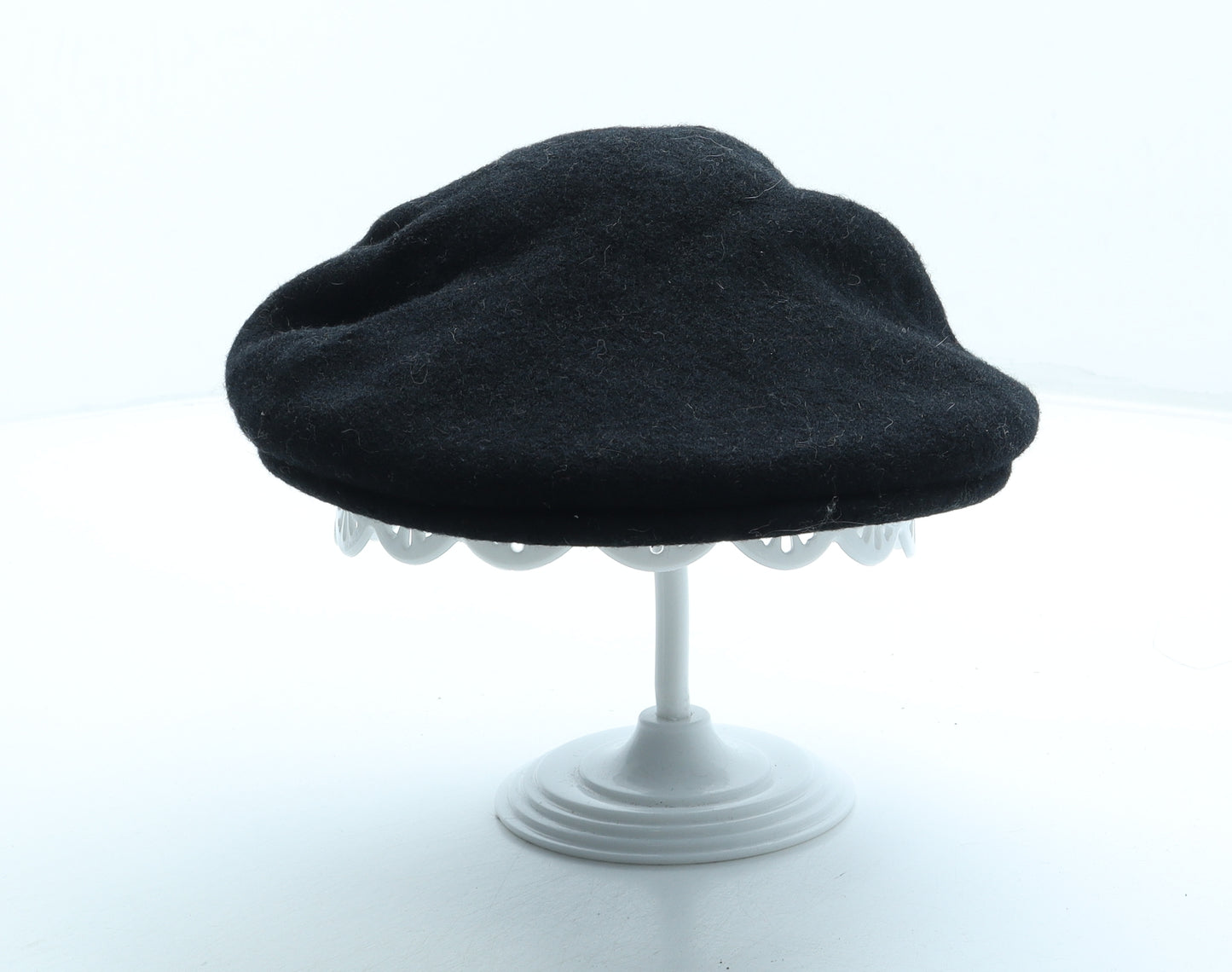 Preworn Mens Black Wool Flat Cap One Size