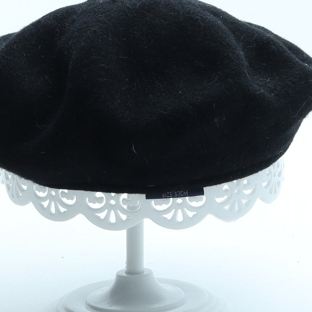 Preworn Mens Black Wool Flat Cap One Size