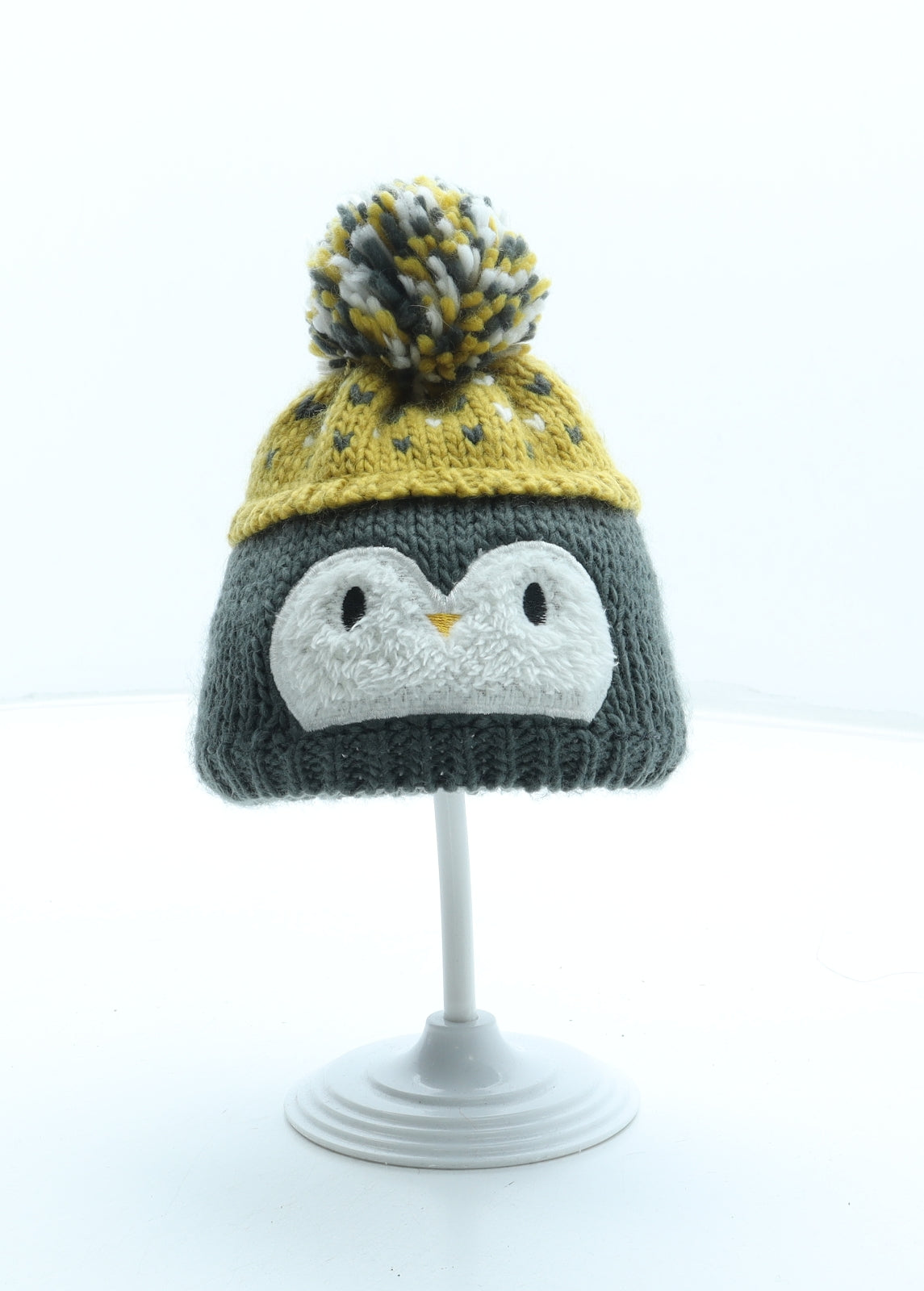 George Girls Multicoloured Acrylic Bobble Hat Size S - Penguin