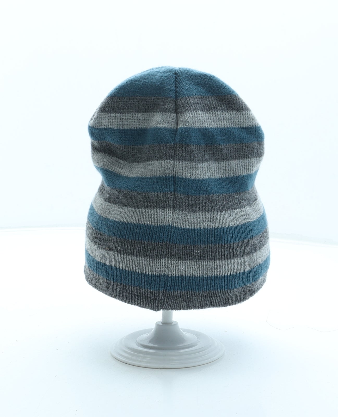 Preworn Mens Blue Striped Acrylic Beanie One Size