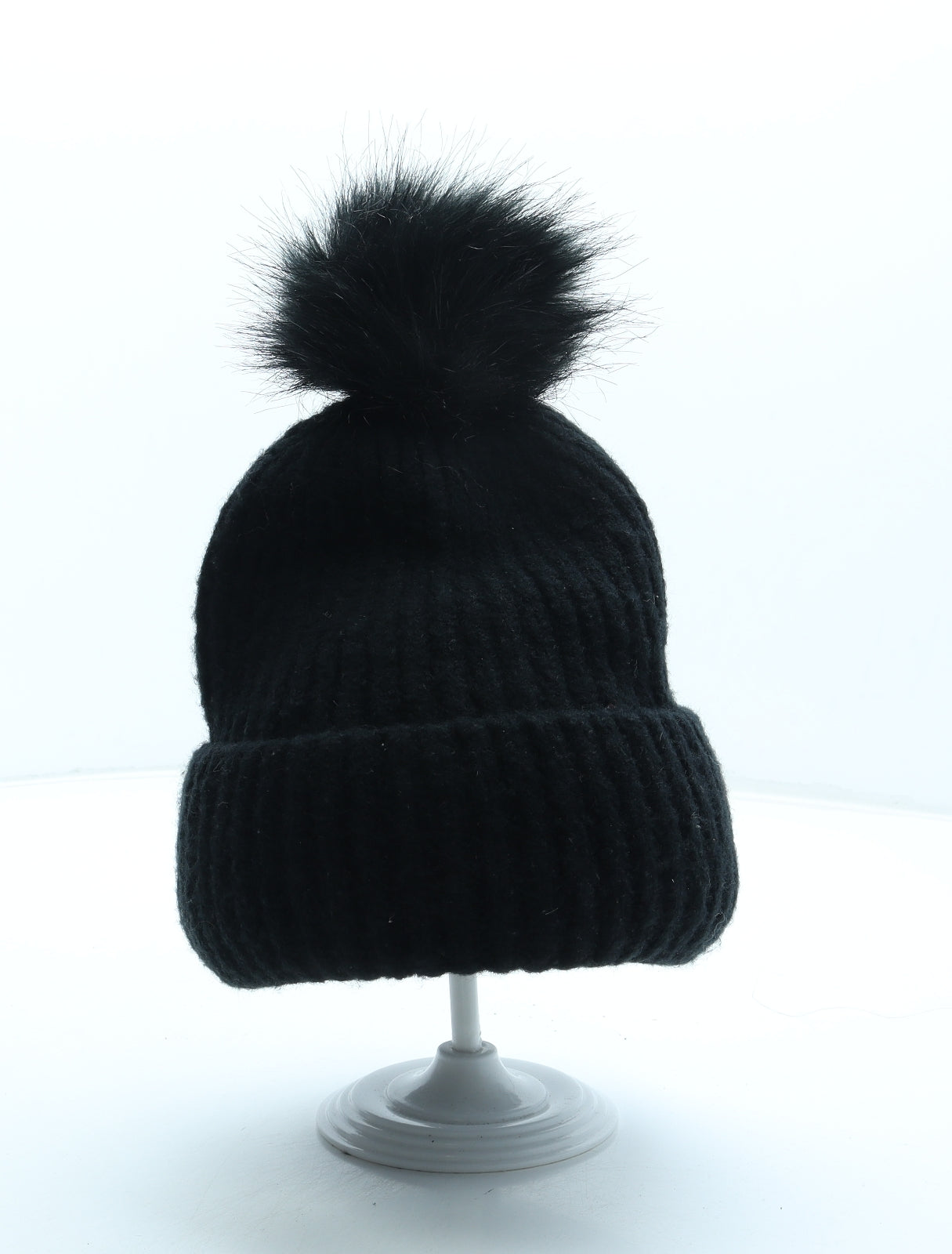 George Womens Black Acetate Bobble Hat One Size - Faux fur