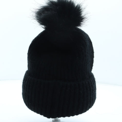 George Womens Black Acetate Bobble Hat One Size - Faux fur