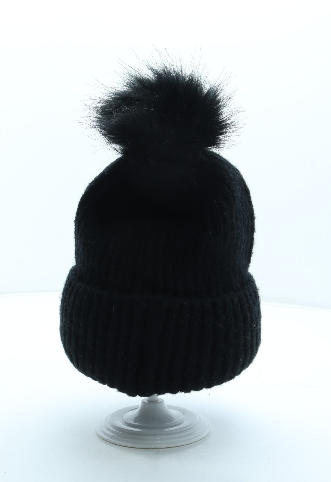 George Womens Black Acetate Bobble Hat One Size - Faux fur