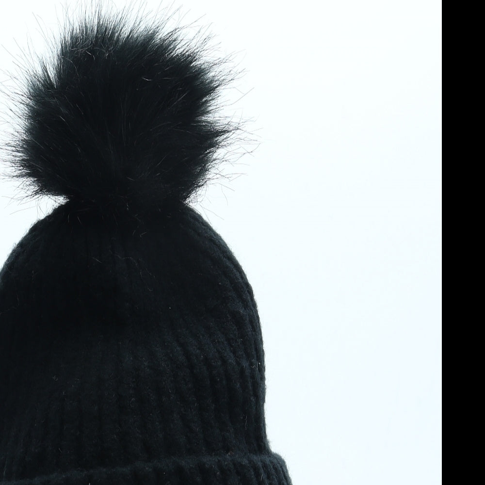 George Womens Black Acetate Bobble Hat One Size - Faux fur