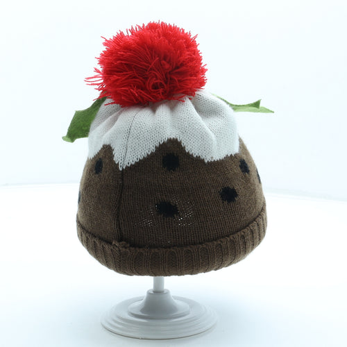 Have a Jolly Christmas Womens Brown Geometric Acrylic Bobble Hat One Size - Christmas Pudding