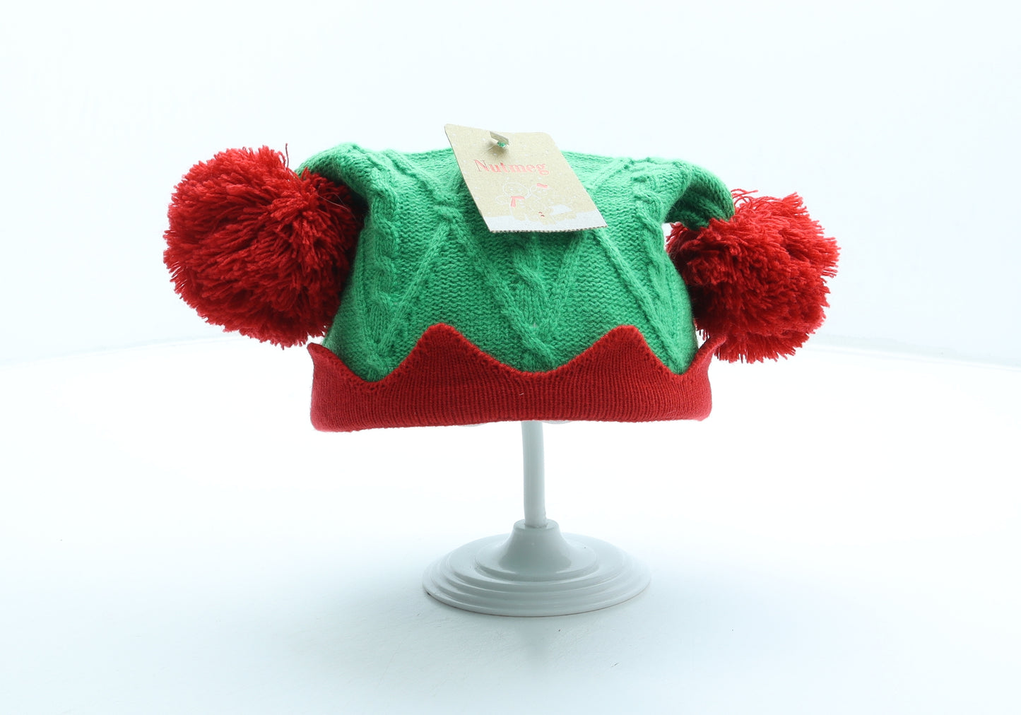 Nutmeg Girls Green Acrylic Bobble Hat Size S - Elf