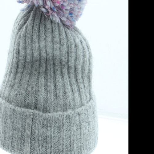 F&F Girls Grey Acrylic Bobble Hat Size S