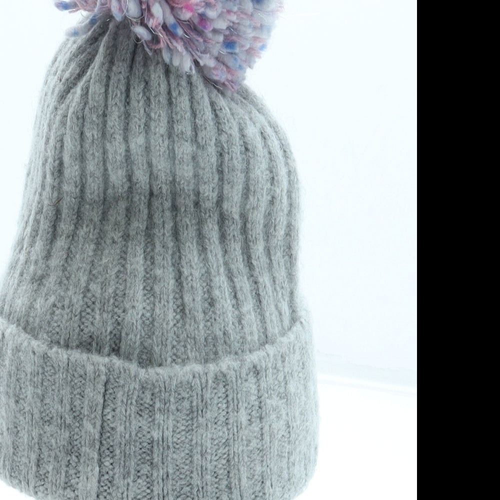 F&F Girls Grey Acrylic Bobble Hat Size S