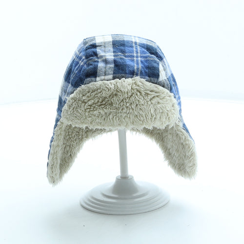 George Boys Blue Plaid Polyester Trapper Hat Size S
