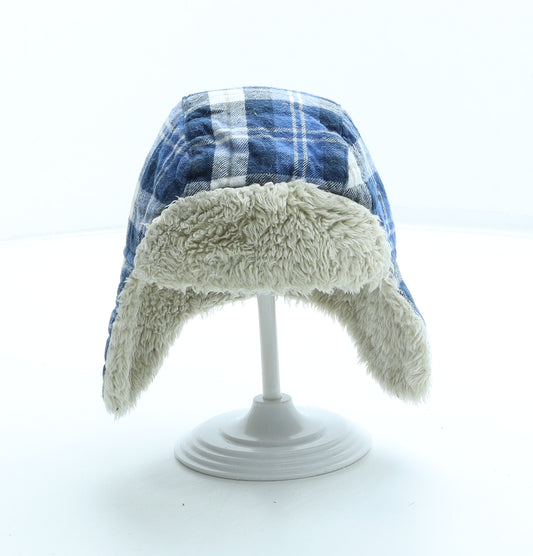 George Boys Blue Plaid Polyester Trapper Hat Size S