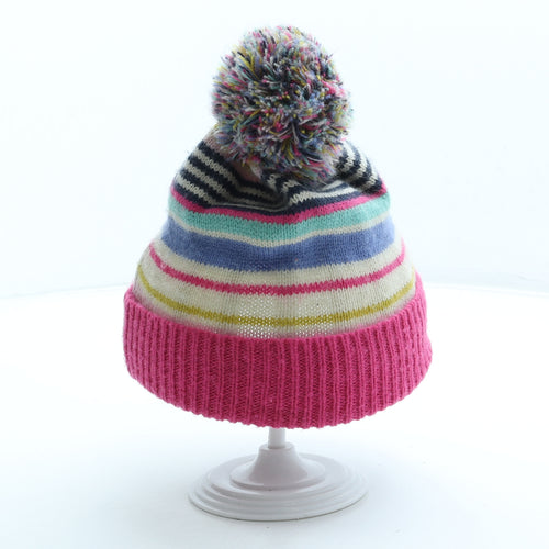 Joules Womens Multicoloured Striped Acrylic Bobble Hat Size M