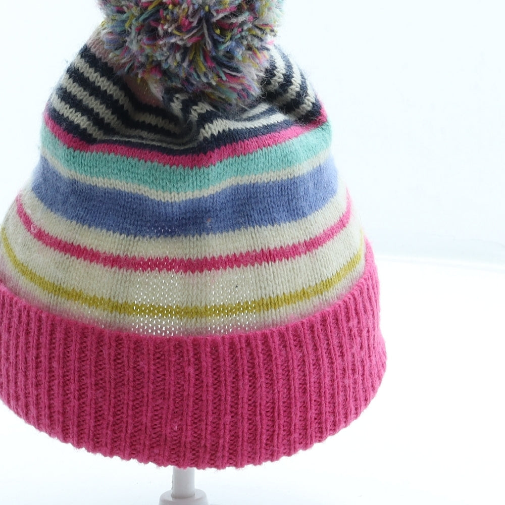 Joules Womens Multicoloured Striped Acrylic Bobble Hat Size M