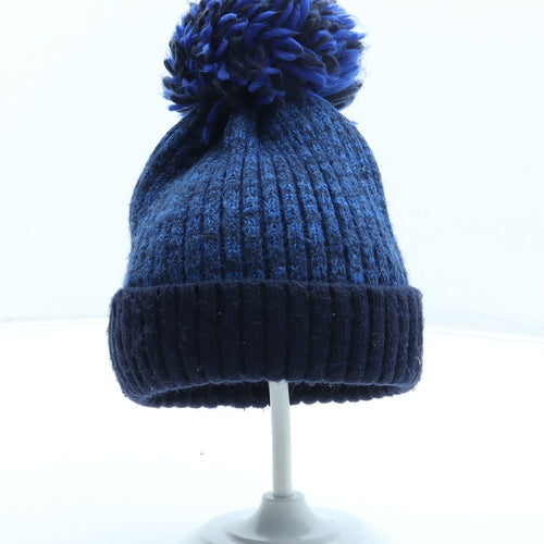 George Boys Blue Acrylic Bobble Hat Size S