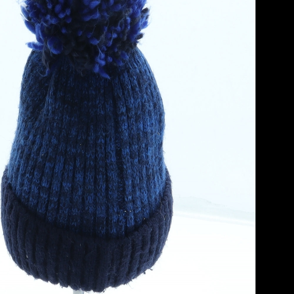 George Boys Blue Acrylic Bobble Hat Size S