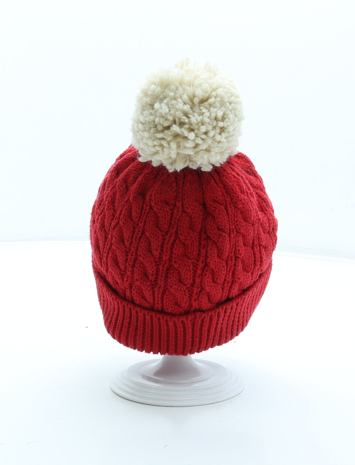 NEXT Girls Red Acrylic Bobble Hat Size S