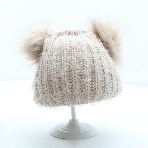 Primark Womens Pink Acrylic Bobble Hat One Size - Faux fur