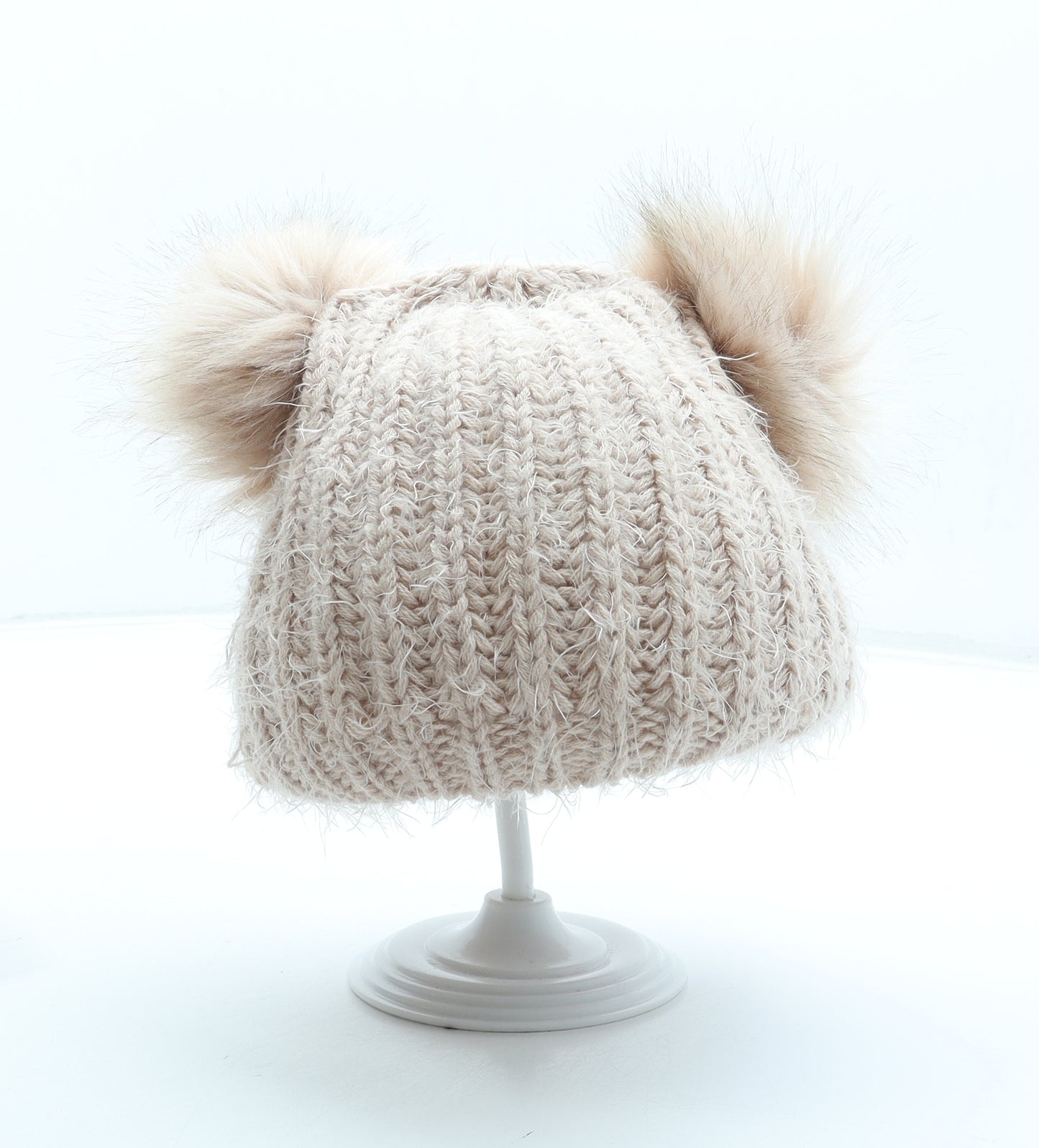 Primark Womens Pink Acrylic Bobble Hat One Size - Faux fur