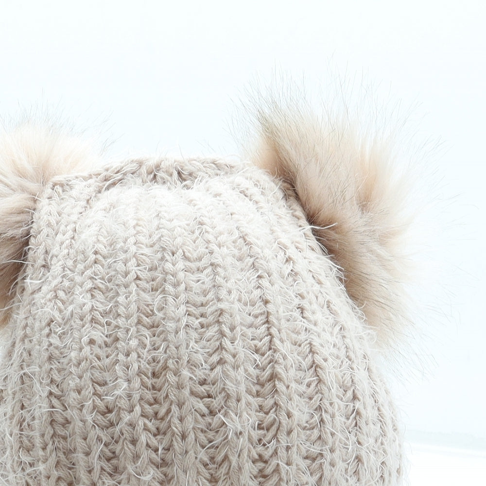 Primark Womens Pink Acrylic Bobble Hat One Size - Faux fur